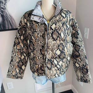 Snake print puffer jacket